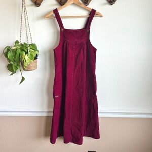 Vintage y2k Mizz Lizz Vintage Burgundy Corduroy Pinafore Jumper Dress Cotton